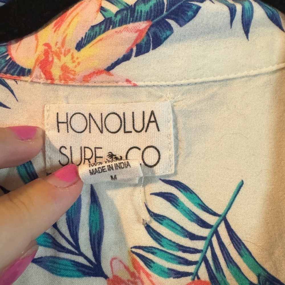 Honolua surf Kona Sol Women's Tropical Floral Button-Down Shirt -  sz M - Picture 2 of 4